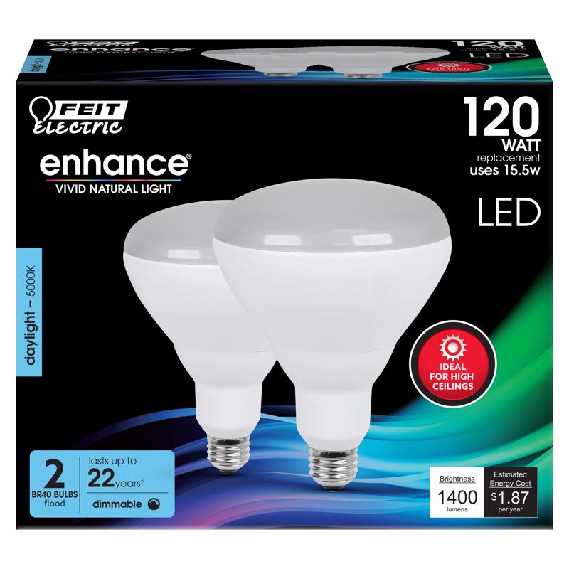 FEIT - Feit BR40 E26 (Medium) LED Floodlight Bulb Daylight 120 Watt Equivalence 2 pk