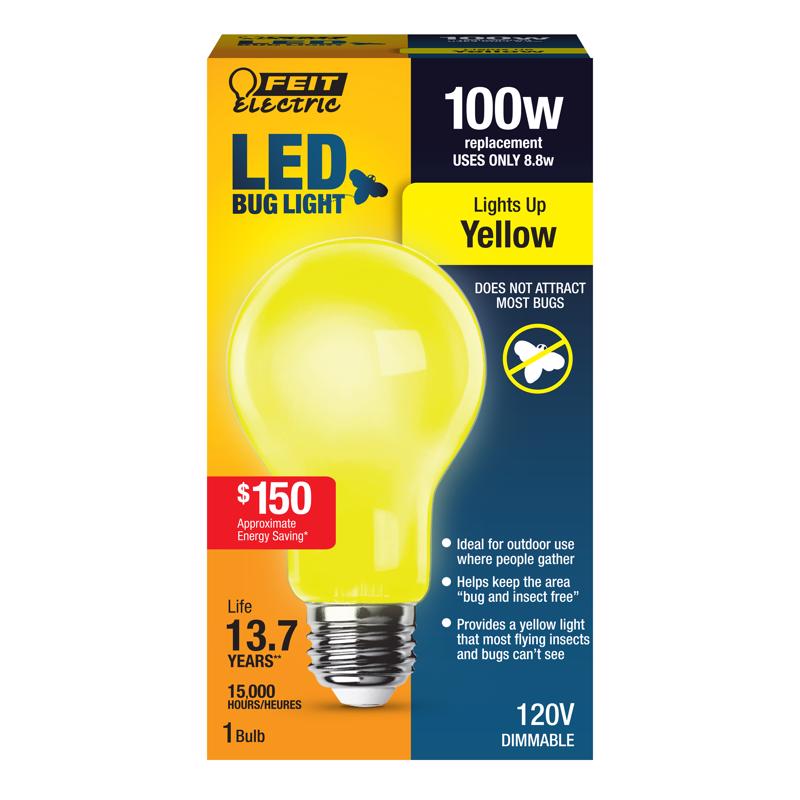 FEIT - Feit A19 E26 (Medium) LED Bulb Yellow 100 Watt Equivalence 1 pk