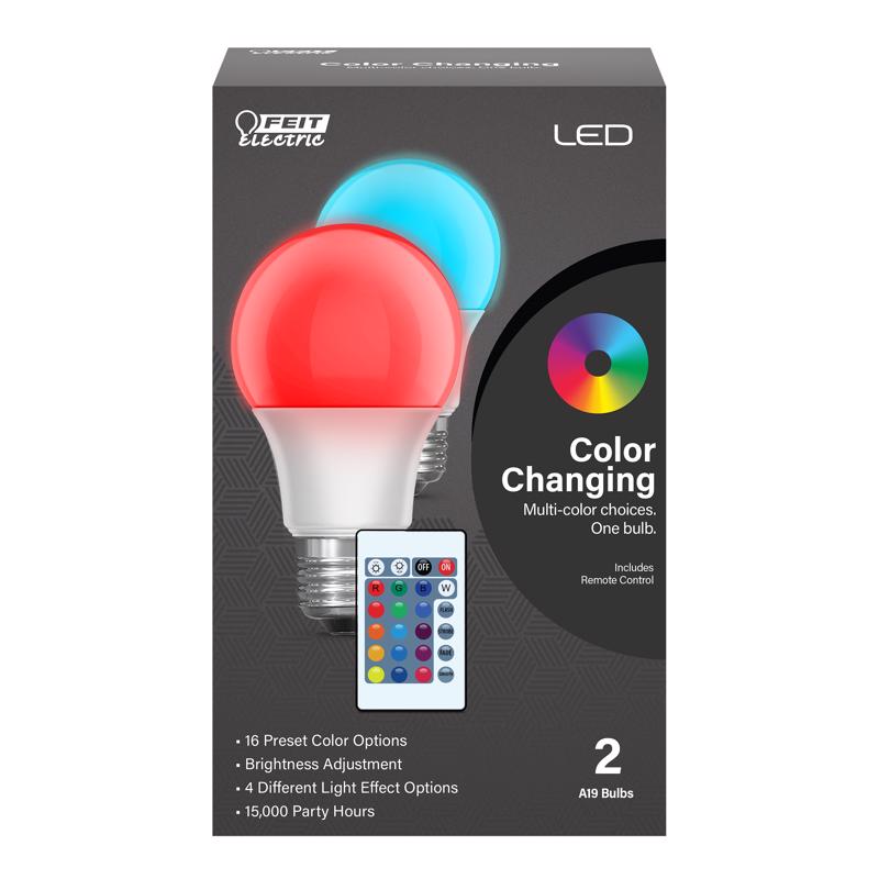 FEIT - Feit A19 E26 (Medium) Party Bulb Color Changing 5 Watt Equivalence 2 pk