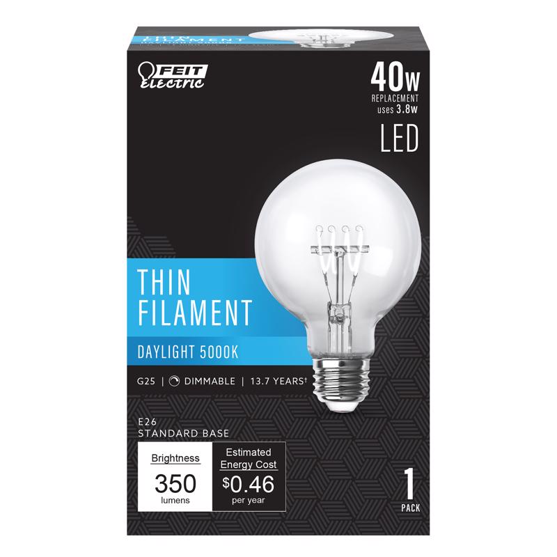 FEIT - Feit G25 E26 (Medium) Filament LED Bulb Daylight 40 Watt Equivalence 1 pk