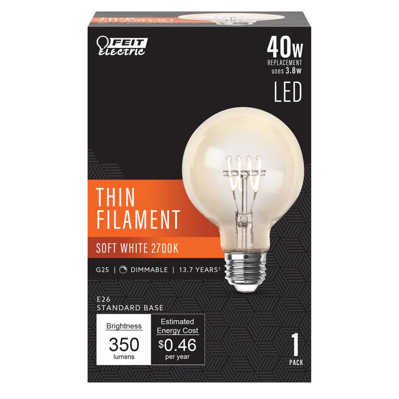 FEIT - Feit LED Filament G25 E26 (Medium) Filament LED Bulb Soft White 40 Watt Equivalence 1 pk