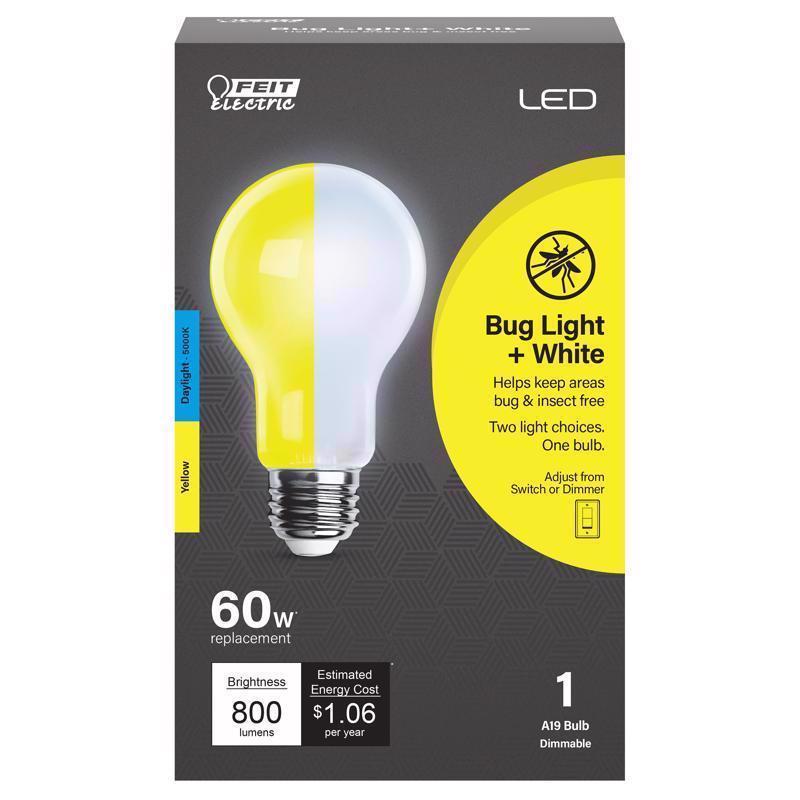 FEIT - Feit A19 E26 (Medium) LED Bulb Yellow 60 Watt Equivalence 1 pk [OM60BUG950LEDIR]