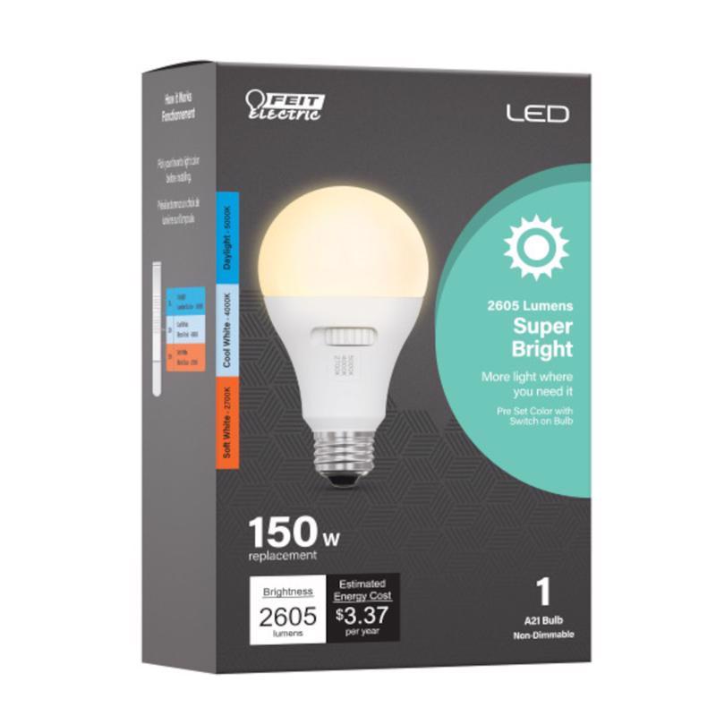 FEIT - Feit LED A21 E26 (Medium) Smart-Enabled LED Bulb Tunable White 150 Watt Equivalence 1 pk