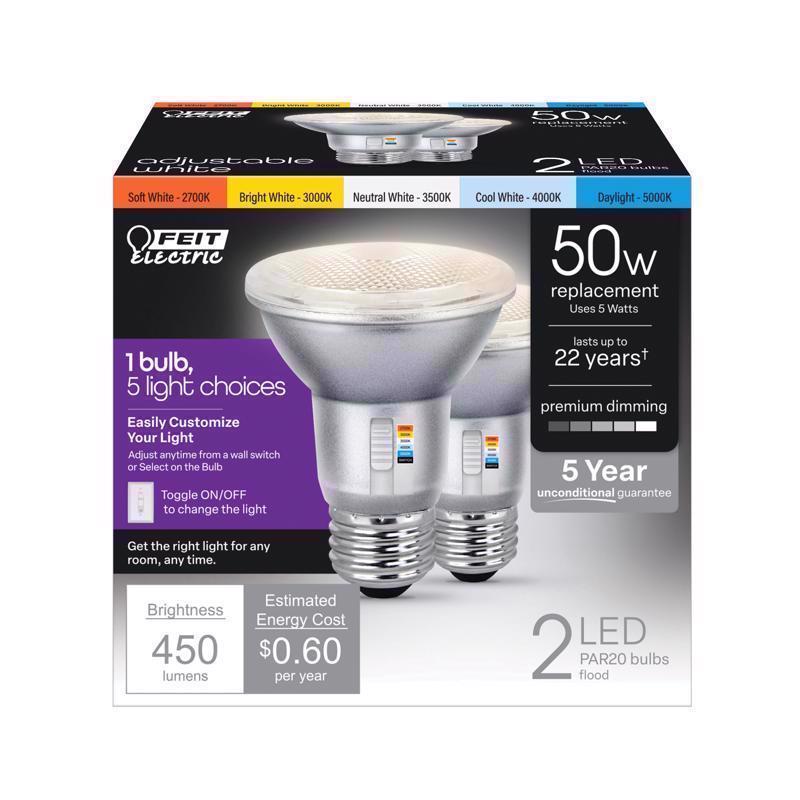 FEIT - Feit LED PAR 20 E26 (Medium) LED Floodlight Bulb Tunable White/Color Changing 50 Watt Equivalence 2