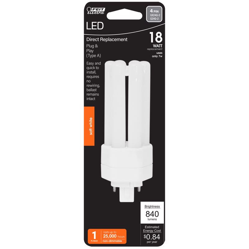 FEIT - Feit LED Linear PL GX24Q-2 LED Light Bulb Soft White 18 Watt Equivalence 1 pk