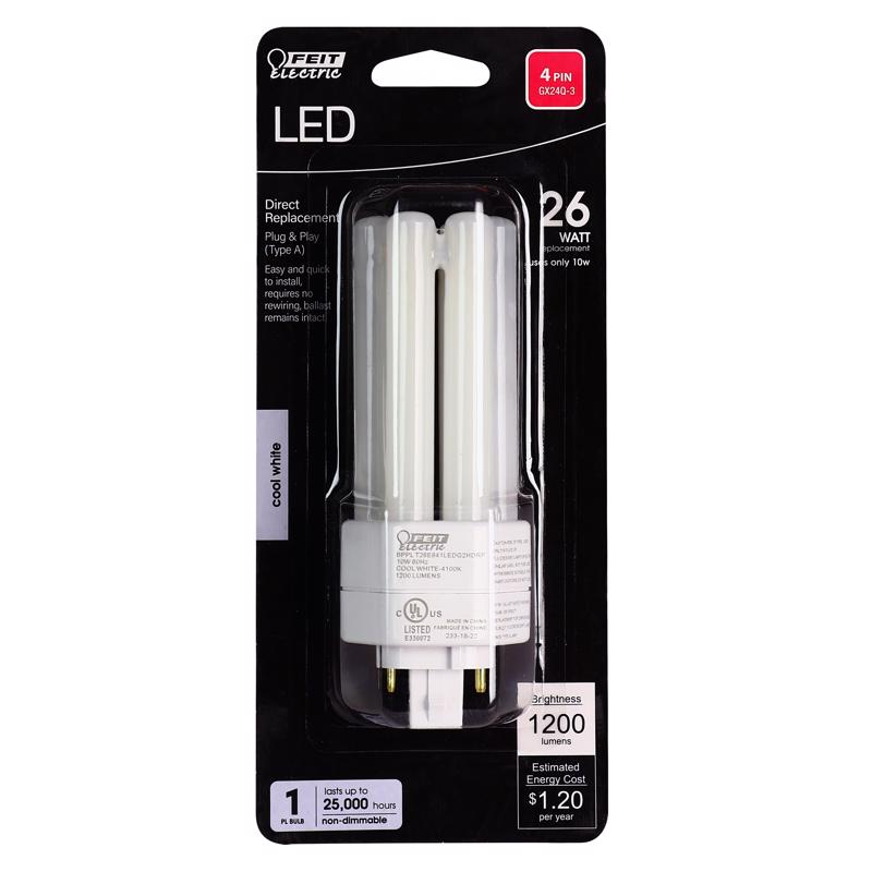 FEIT - Feit PL GX24Q-3 4-Pin LED Light Bulb Cool White 26 Watt Equivalence 1 pk