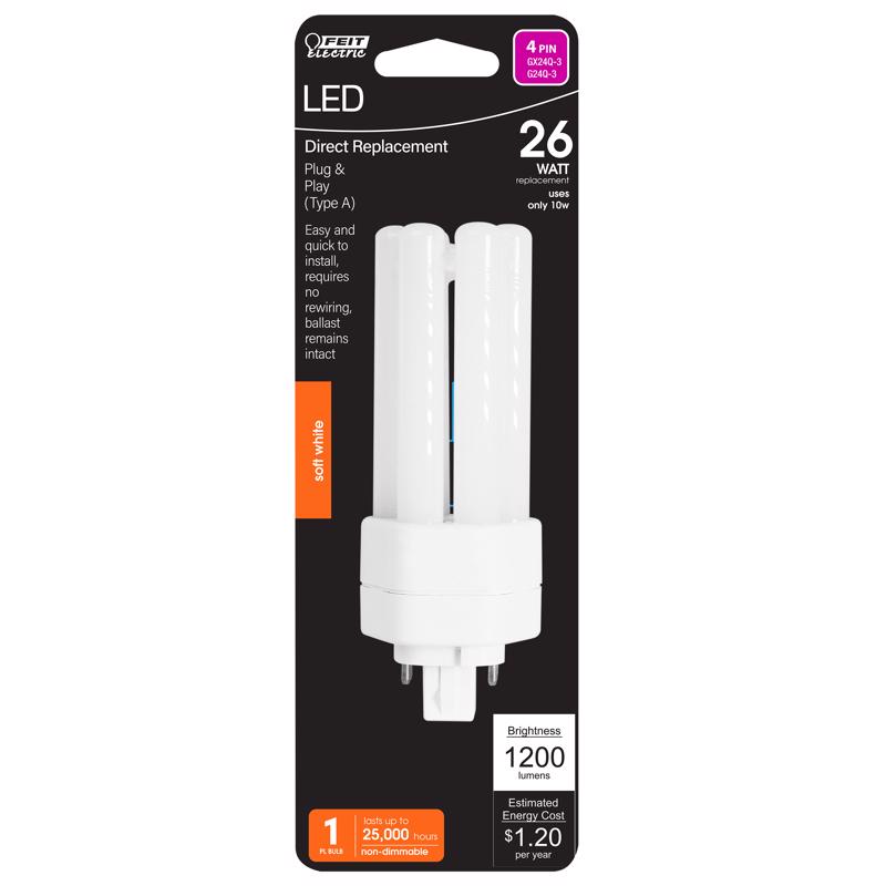 FEIT - Feit LED Linear PL GX24Q-3 4-Pin LED Light Bulb Soft White 26 Watt Equivalence 1 pk