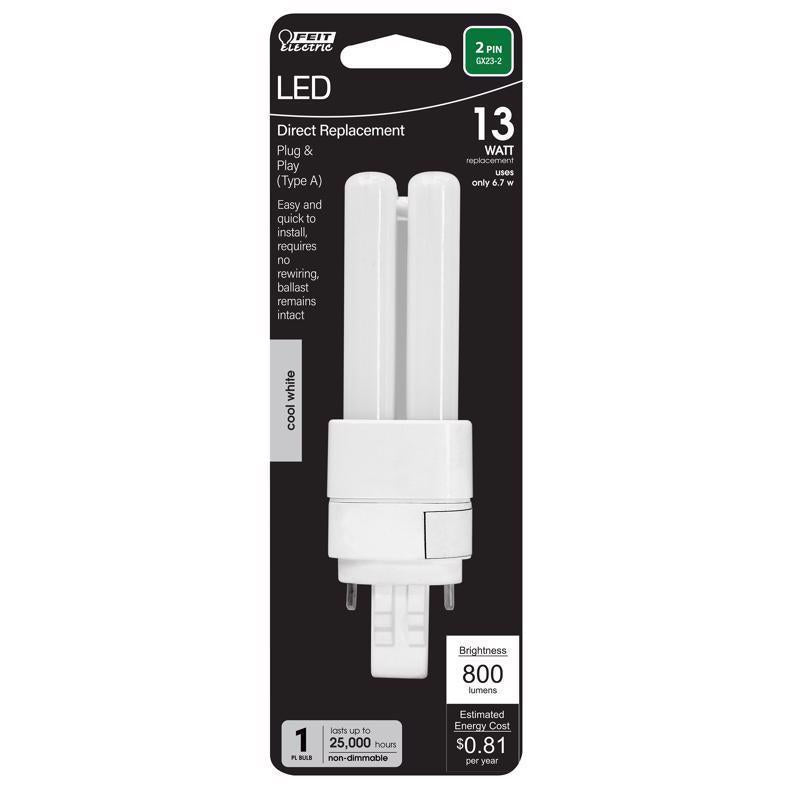 FEIT - Feit LED Linear PL GX23-2 LED Light Bulb Cool White 13 Watt Equivalence 1 pk