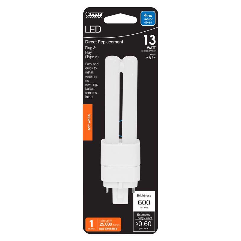 FEIT - Feit PL GX24Q-1 4 Pin LED Tube Light Soft White 13 Watt Equivalence 1 pk