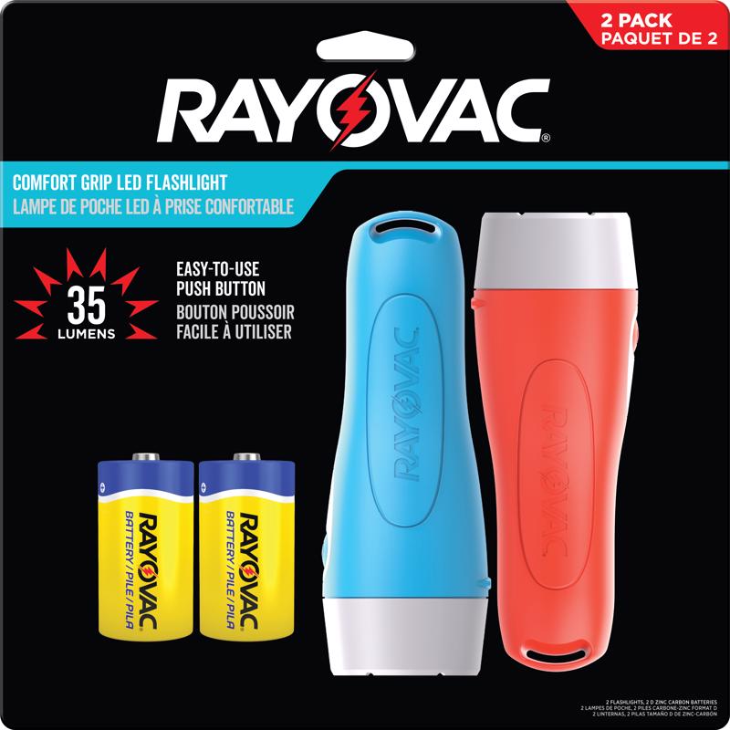 RAYOVAC - Rayovac Comfort Grip 35 lm Assorted LED Flashlight D Battery