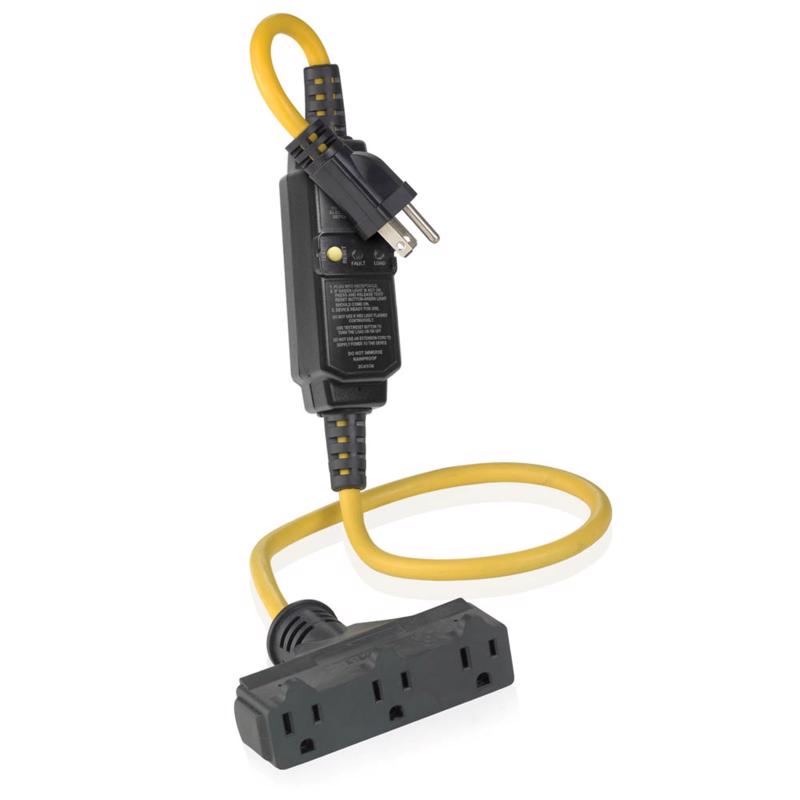 LEVITON - Leviton Outdoor 3 ft. L Black/Yellow Extension Cord 14/3 SJTW