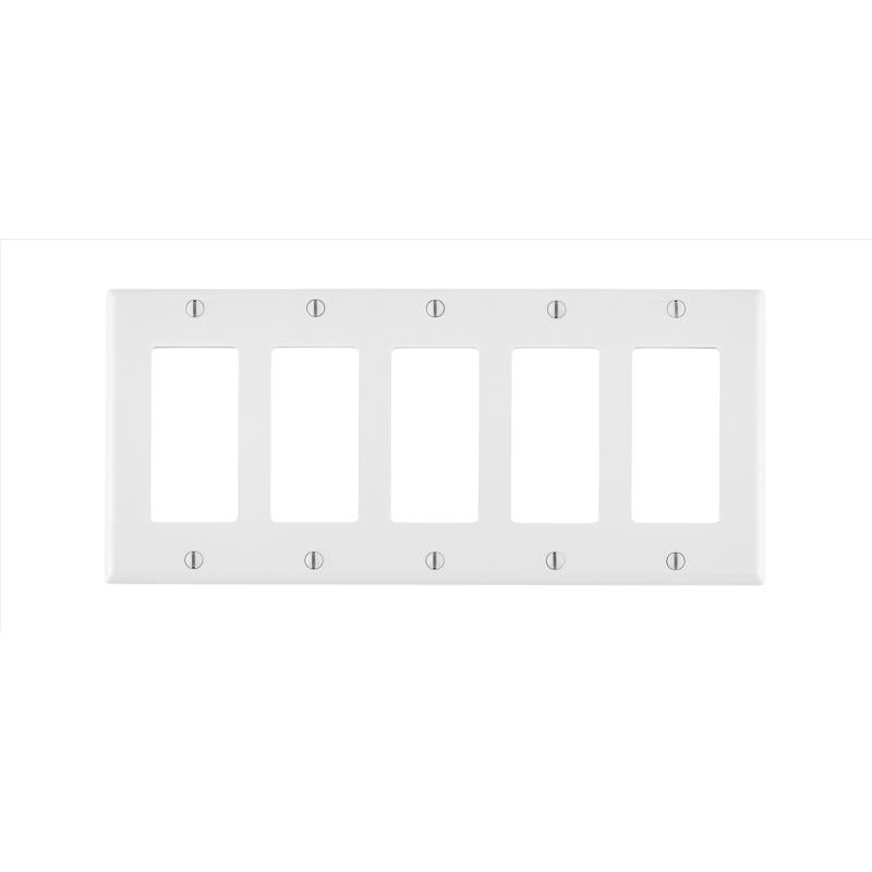 LEVITON - Leviton White 5 gang Thermoset Plastic Decorator Wall Plate 1 pk