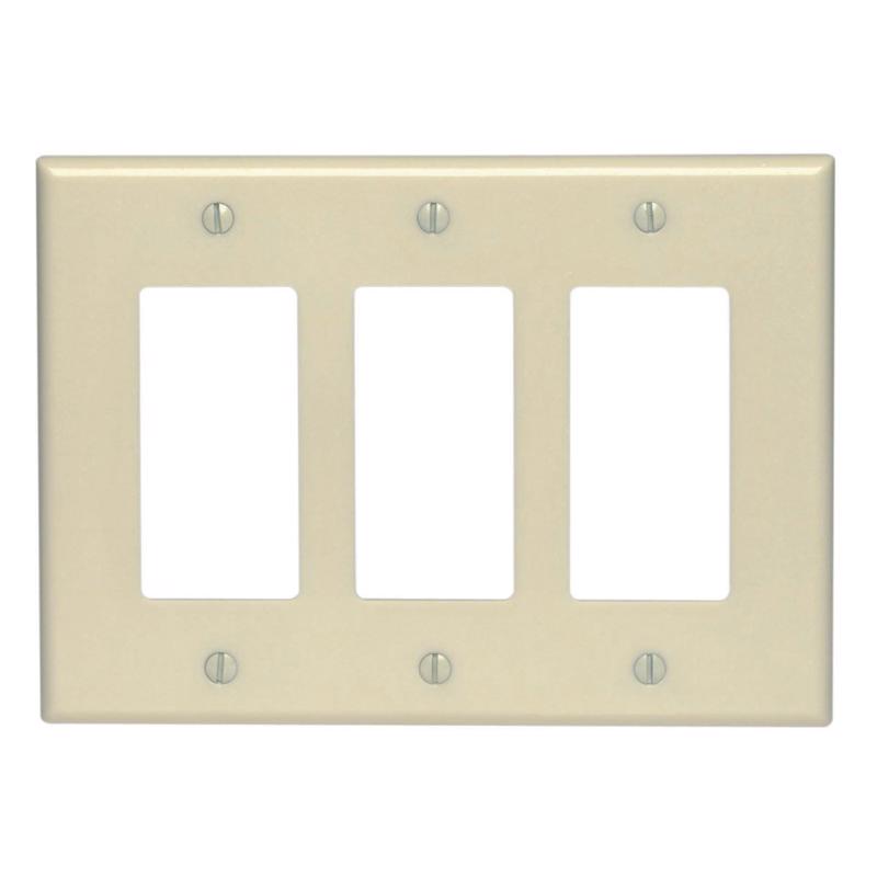 LEVITON - Leviton Ivory 3 gang Thermoplastic Nylon Decorator Wall Plate 1 pk