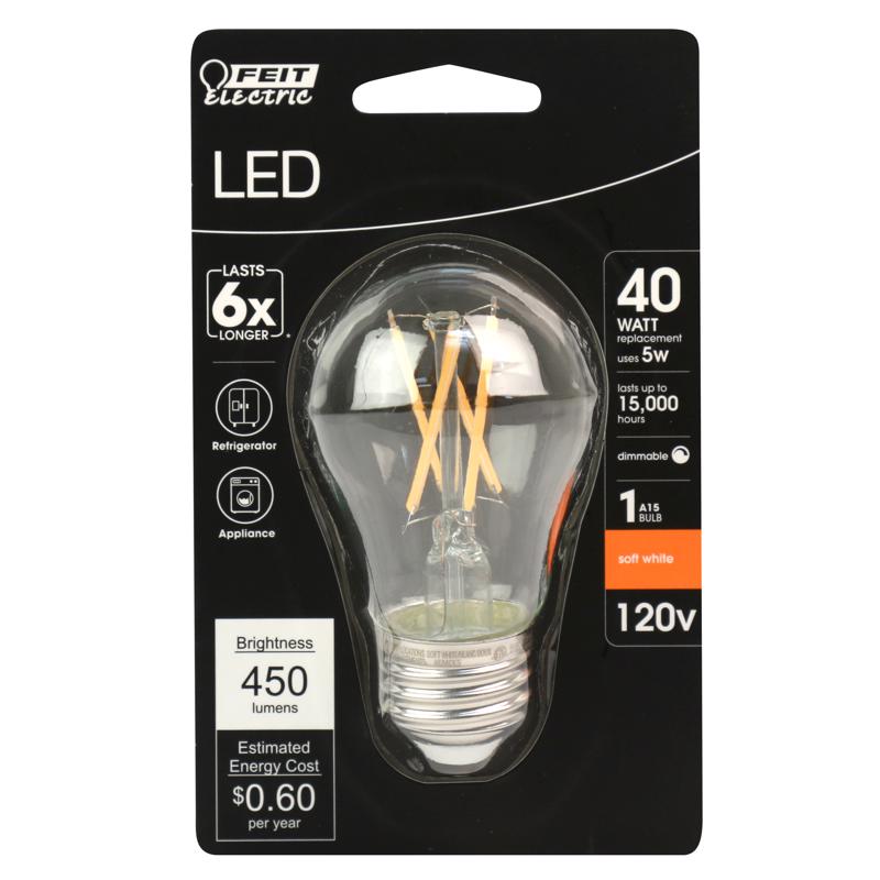 FEIT - Feit A15 E26 (Medium) Filament LED Bulb Soft White 40 Watt Equivalence 1 pk - Case of 6