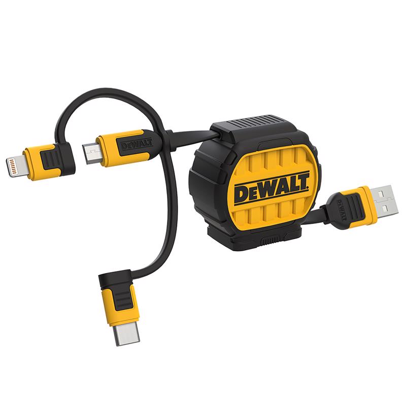 DEWALT - DeWalt USB to Micro to Type C 3-in-1 Cable 3 ft. Black/Yellow