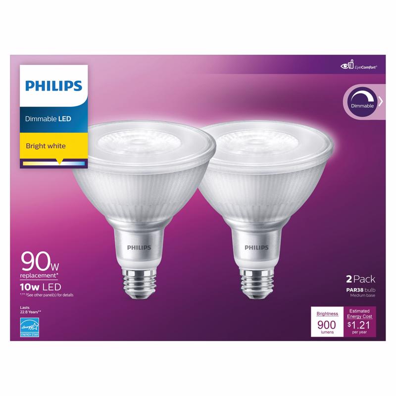 PHILIPS - Philips PAR 38 E26 (Medium) LED Bulb Bright White 90 Watt Equivalence 2 pk