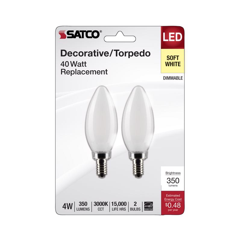 SATCO - Satco B11 E12 (Candelabra) Filament LED Bulb Soft White 40 Watt Equivalence 2 pk [S21824]