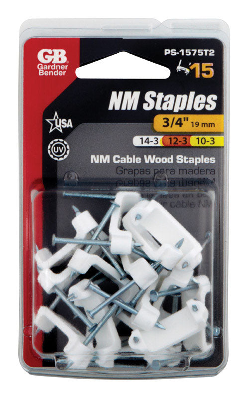 GARDNER BENDER - Gardner Bender 3/4 in. W Plastic Insulated Cable Staple 15 pk