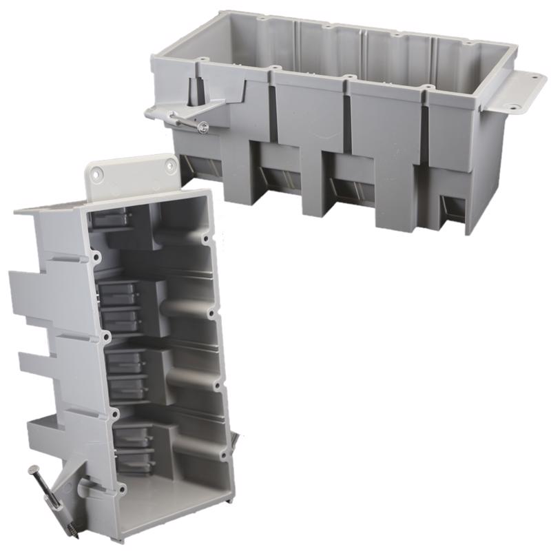 CANTEX - Cantex EZ Box New Work 64 cu in Rectangle PVC 4 gang Outlet Box Gray