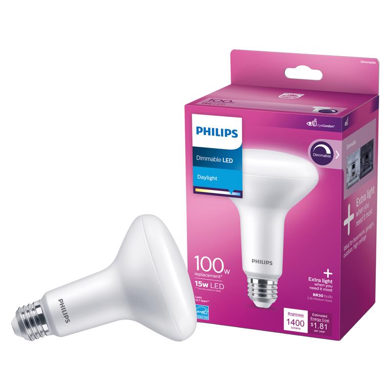 PHILIPS - Philips BR30 E26 (Medium) LED Floodlight Bulb Daylight 100 Watt Equivalence 1 pk