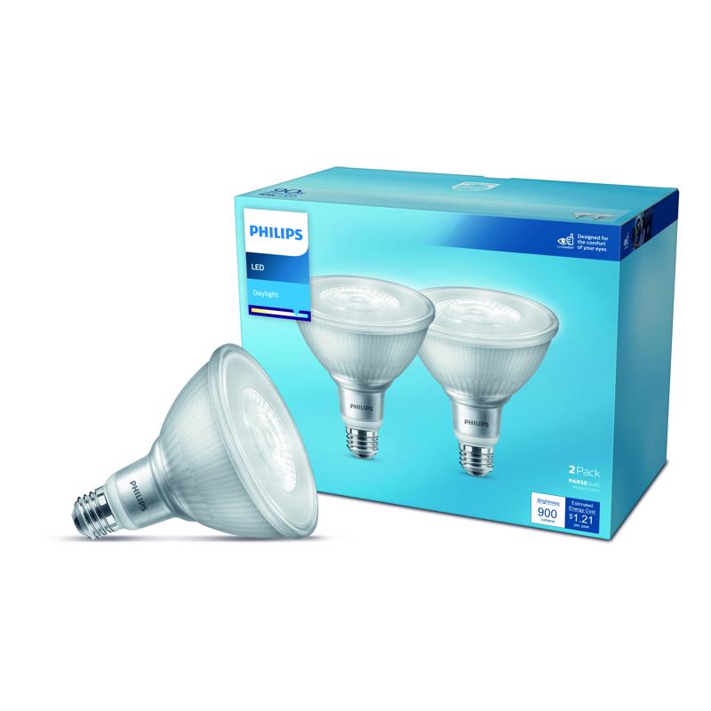 PHILIPS - Philips PAR 38 E26 (Medium) LED Floodlight Bulb Daylight 90 Watt Equivalence 2 pk