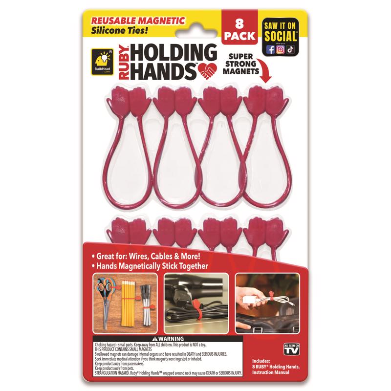 AS SEEN ON TV - As Seen On TV Ruby Holding Hands Reusable Magnet Ties Silicone 8 pk