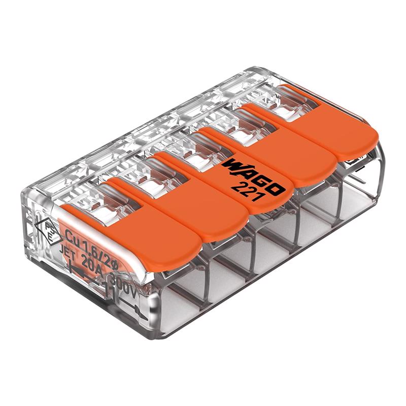 WAGO - WAGO 221 Series 5 Port Lever Wire Connector 10 pk