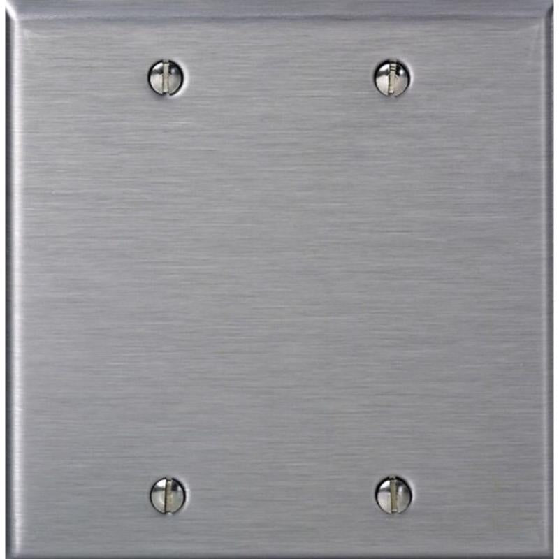 LEVITON - Leviton C-Series Stainless Steel 2 gang Metal Blank Wall Plate 1 pk