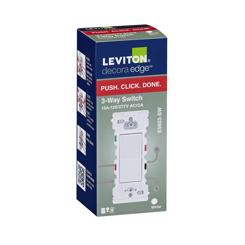 LEVITON - Leviton Decora Edge 15 amps 3-Way Rocker Switch White 1 pk