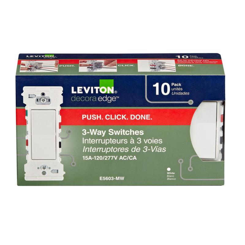 LEVITON - Leviton Decora Edge 15 amps 3-Way Rocker Switch White 10 pk