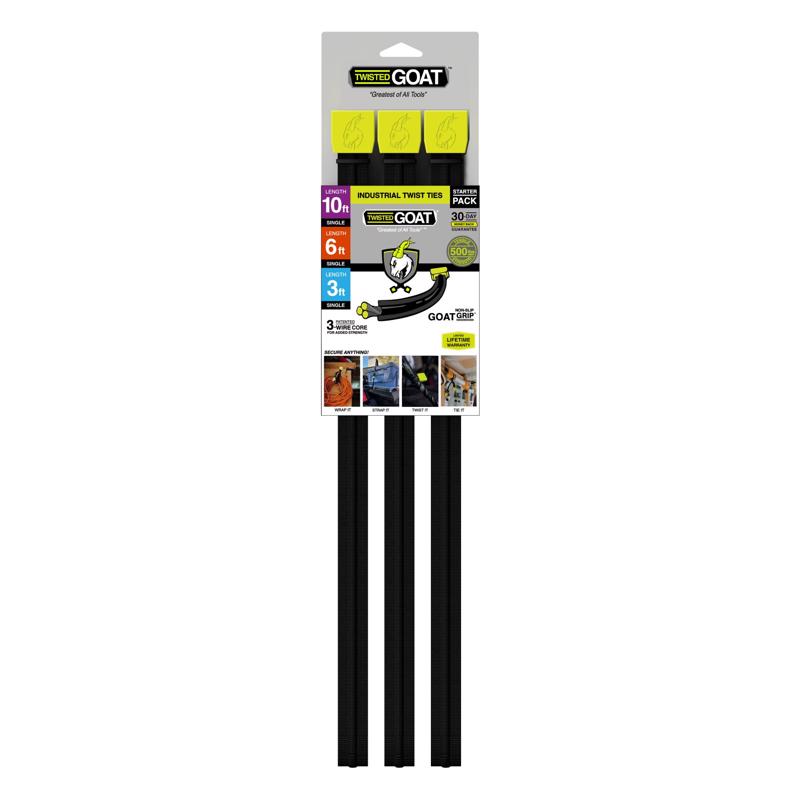 TWISTED GOAT - Twisted Goat Black Twist Ties 3 pk