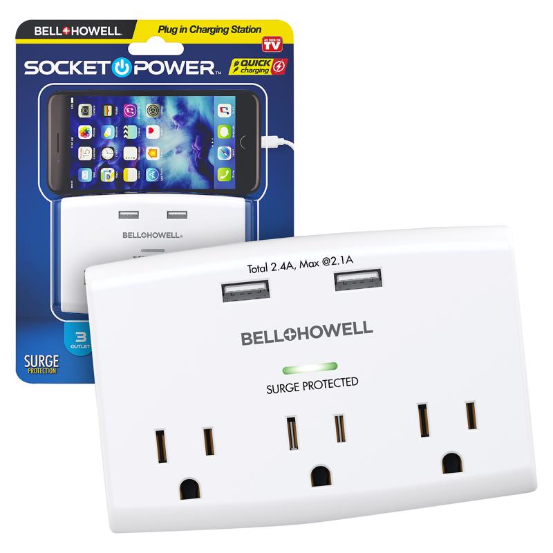 BELL & HOWELL - Bell & Howell Socket Power 3 outlets Surge Protector White 1680 J