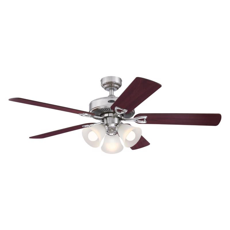 WESTINGHOUSE - Westinghouse Vintage 52 in. Brushed Nickel Brown LED Indoor Ceiling Fan