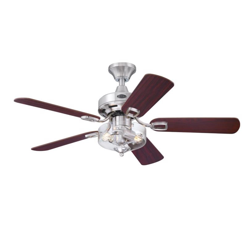 WESTINGHOUSE - Westinghouse Richboro SE 42 in. Brushed Nickel Brown LED Indoor Ceiling Fan