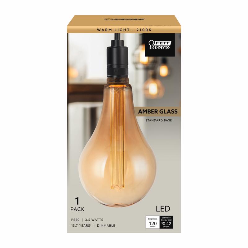 FEIT - Feit PS50 E26 (Medium) Filament LED Bulb Warm White 60 Watt Equivalence 1 pk