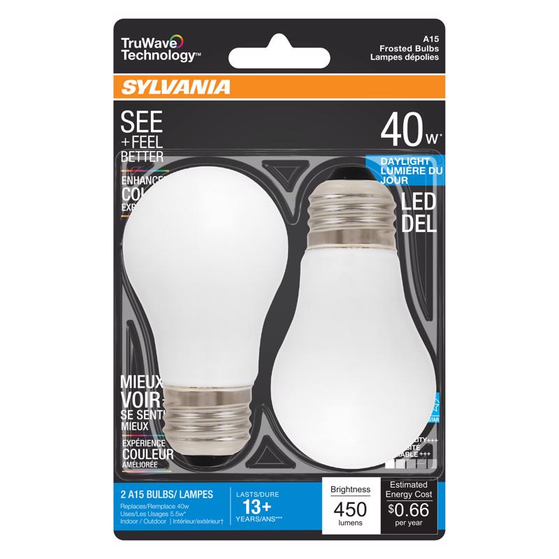 SYLVANIA - Sylvania Truwave A15 E26 (Medium) LED Bulb Daylight 40 Watt Equivalence 2 pk