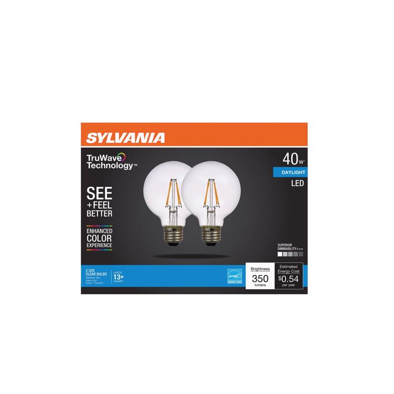 SYLVANIA - Sylvania Truwave G25 E26 (Medium) LED Bulb Daylight 40 Watt Equivalence 2 pk