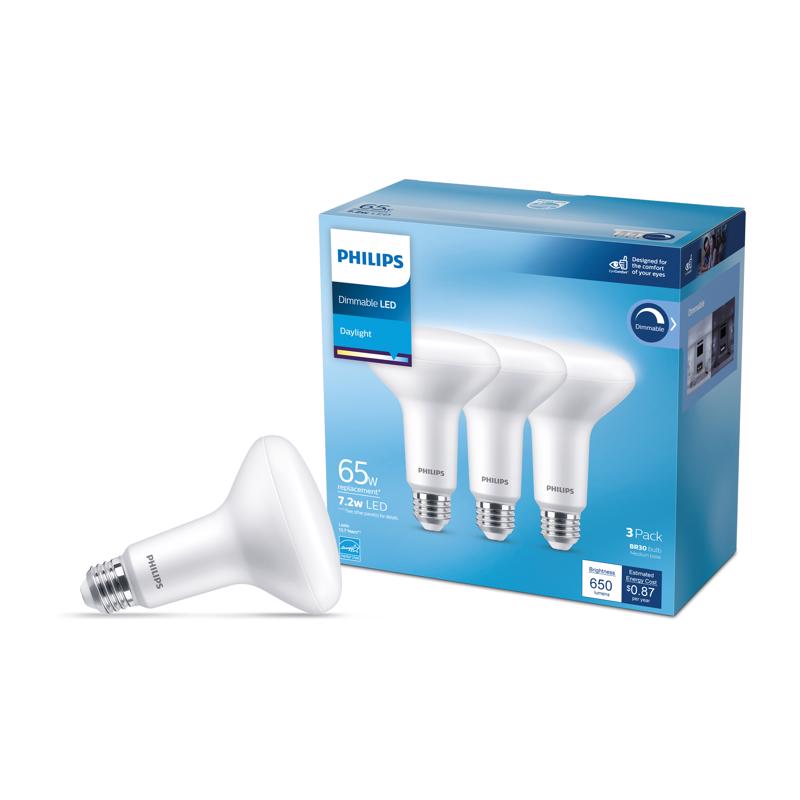 PHILIPS - Philips BR30 E26 (Medium) LED Bulb Daylight 65 Watt Equivalence 3 pk [571364]