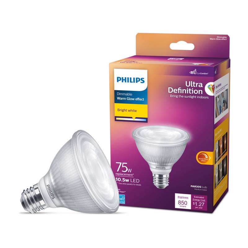 PHILIPS - Philips PAR30 E26 (Medium) LED Bulb Bright White 75 Watt Equivalence 1 pk