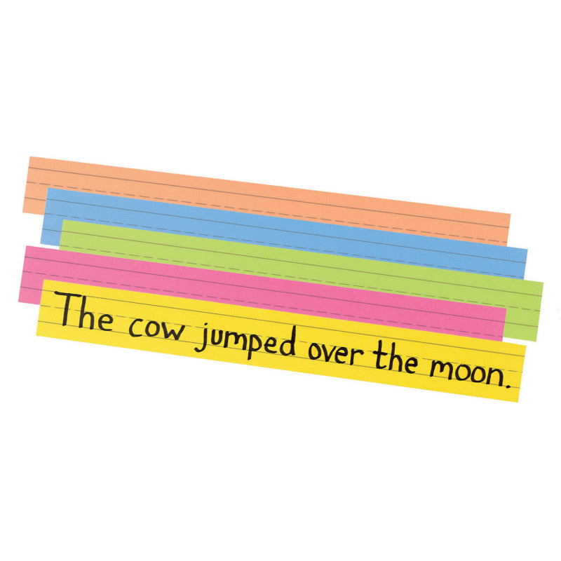 PACON - Super Bright Sentence Strips, 5 Assorted Colors, 1-1/2" Ruled 3" x 24", 100 Strips