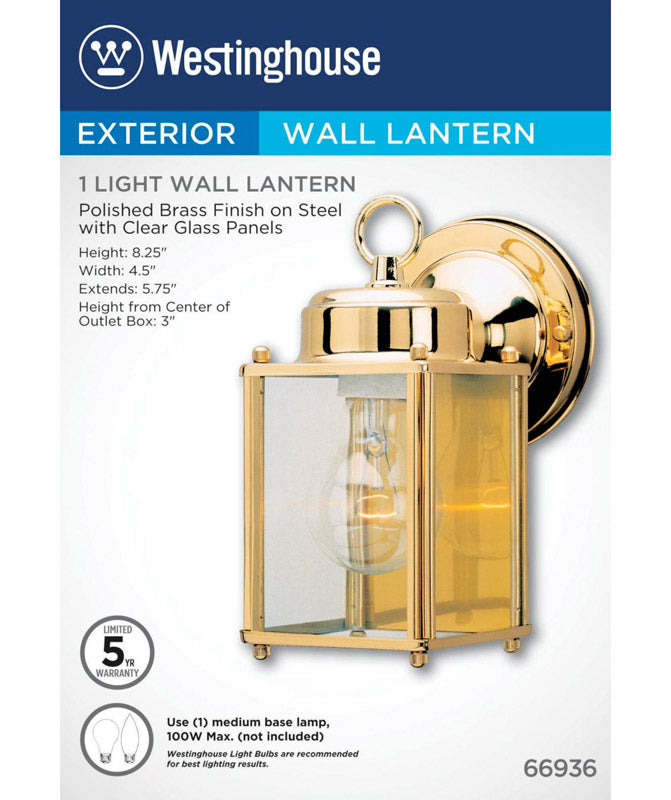 WESTINGHOUSE - Westinghouse Polished Brass Clear Switch Incandescent Wall Lantern