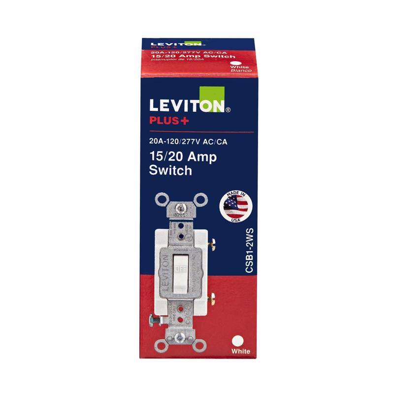 LEVITON - Leviton 20 amps Single Pole Toggle AC Quiet Switch White 1 pk [0CSB1-2WS]