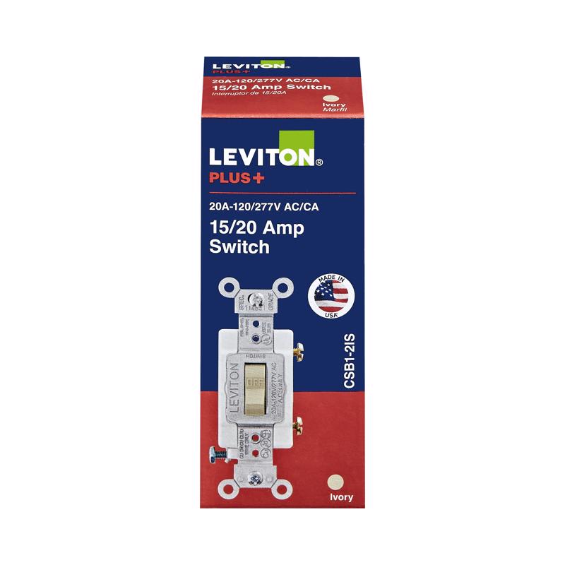 LEVITON - Leviton 20 amps Single Pole Toggle AC Quiet Switch Ivory 1 pk [0CSB1-2IS]