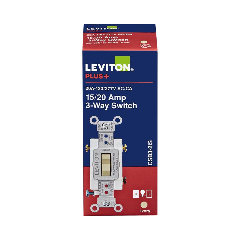 LEVITON - Leviton 20 amps 3-Way Toggle AC Quiet Switch Ivory 1 pk