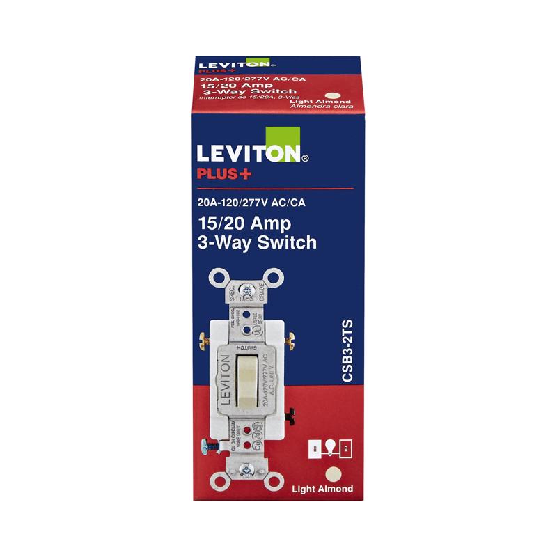 LEVITON - Leviton 20 amps 3-Way Toggle AC Quiet Switch Light Almond 1 pk