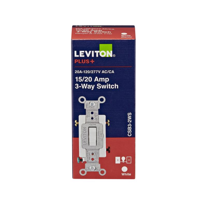 LEVITON - Leviton 20 amps 3-Way Toggle AC Quiet Switch White 1 pk