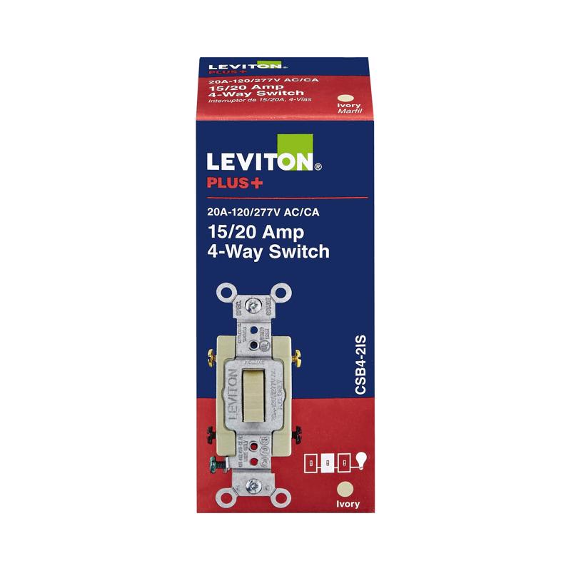 LEVITON - Leviton 20 amps 4-Way Toggle AC Quiet Switch Ivory 1 pk