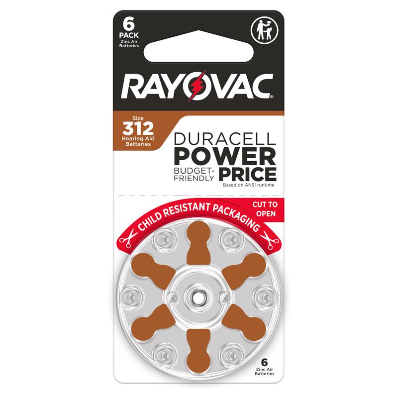 RAYOVAC - Rayovac Zinc Air 312 1.45 V Hearing Aid Battery 6 pk