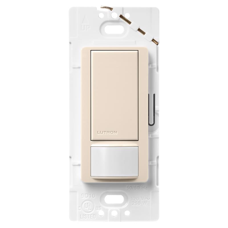 LUTRON - Lutron Maestro 2 amps Single Pole Motion Sensor Smart-Enabled Light Switch Almond, White 1 pk