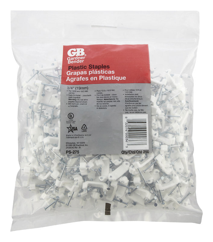 GARDNER BENDER - Gardner Bender 3/4 in. W Plastic Insulated Cable Staple 250 pk